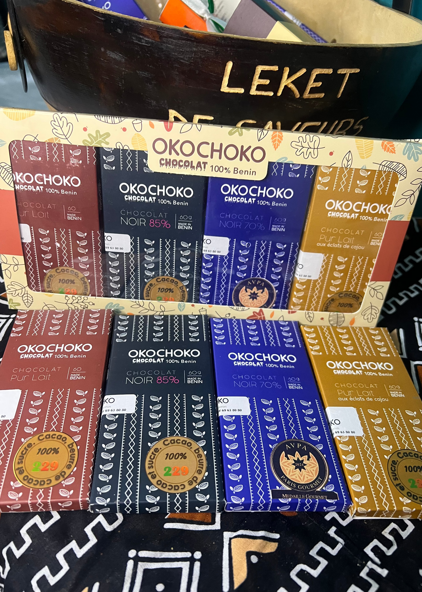 Coffret de 4x60g tablettes artisanales OkoChoko.