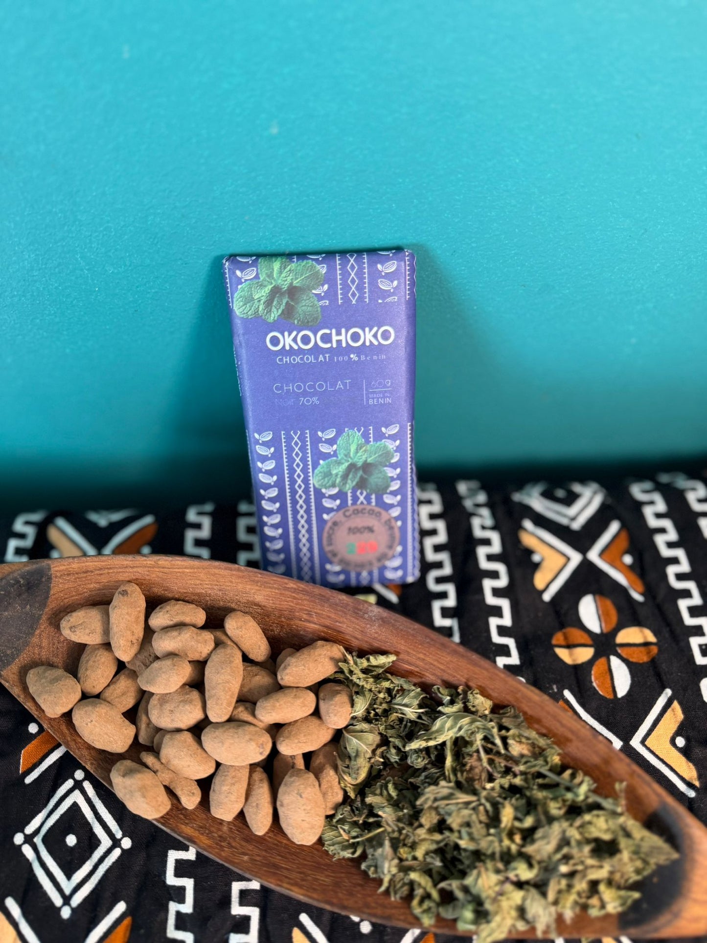 Chocolat noir 70% à la menthe Okochoko -60G